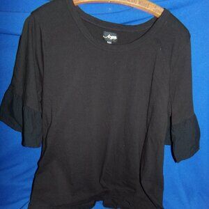 Vintage Argee Black Ruffle Bell Sleeve Blouse - XL 18-20 - New Without Tags